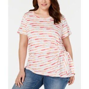 STYLE & Co Spring Refresh Brush Multicolor Top 2X